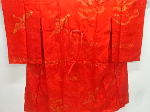 JAPANESE KIMONO / ANTIQUE JUBAN / SILK / RINZU / SUNAKO / CRANE